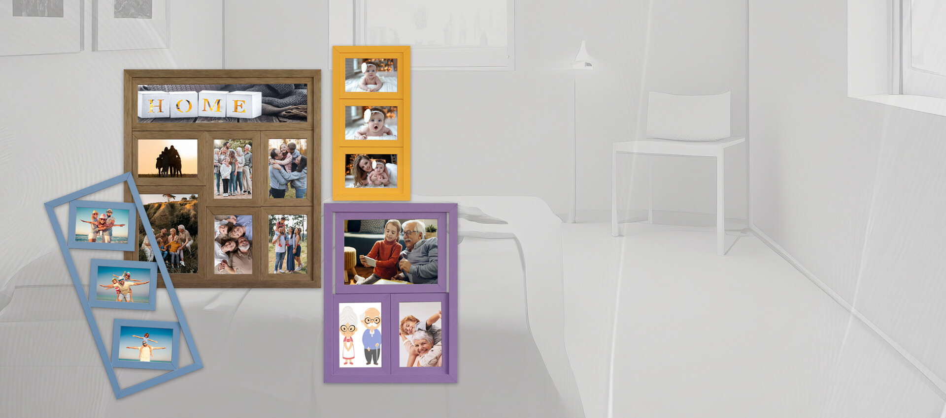 Painéis de fotos coloridos e divertidos